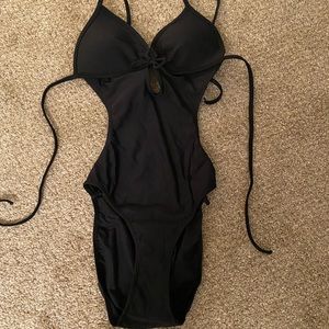 Black bathing suit.